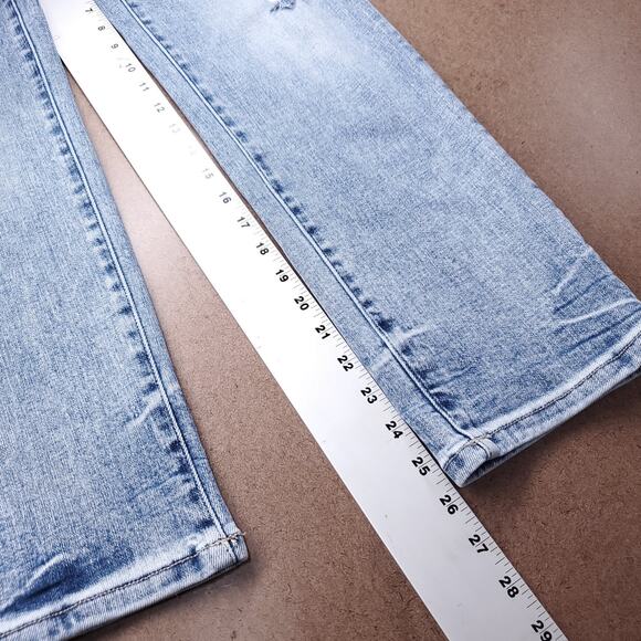 Flying Monkey Jeans Women 29 Lt Blue Straight Leg Distressed Y2K Grunge Casual - Picture 7 of 11